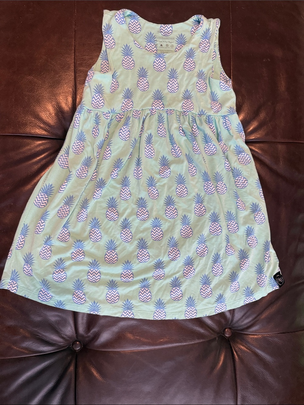 Girls' Mint Pineapple Print Casual Dress